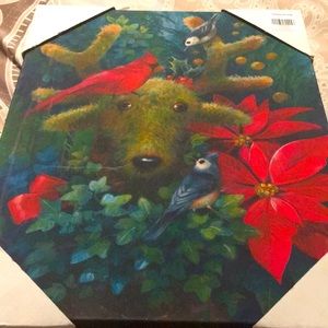Beautiful reindeer and bird holiday wall art 🖼